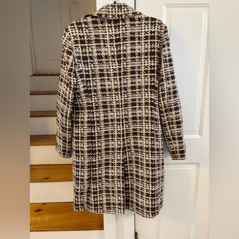 Ann Taylor Tweed Spring Coat in Brown and Cream size Med, lined, 100% Cotton - Picture 4 of 5
